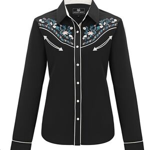 Black Embroidered Button Down Shirt
